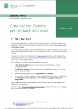 Coronavirus: Getting people back into work: (Briefing Paper Number 8965)